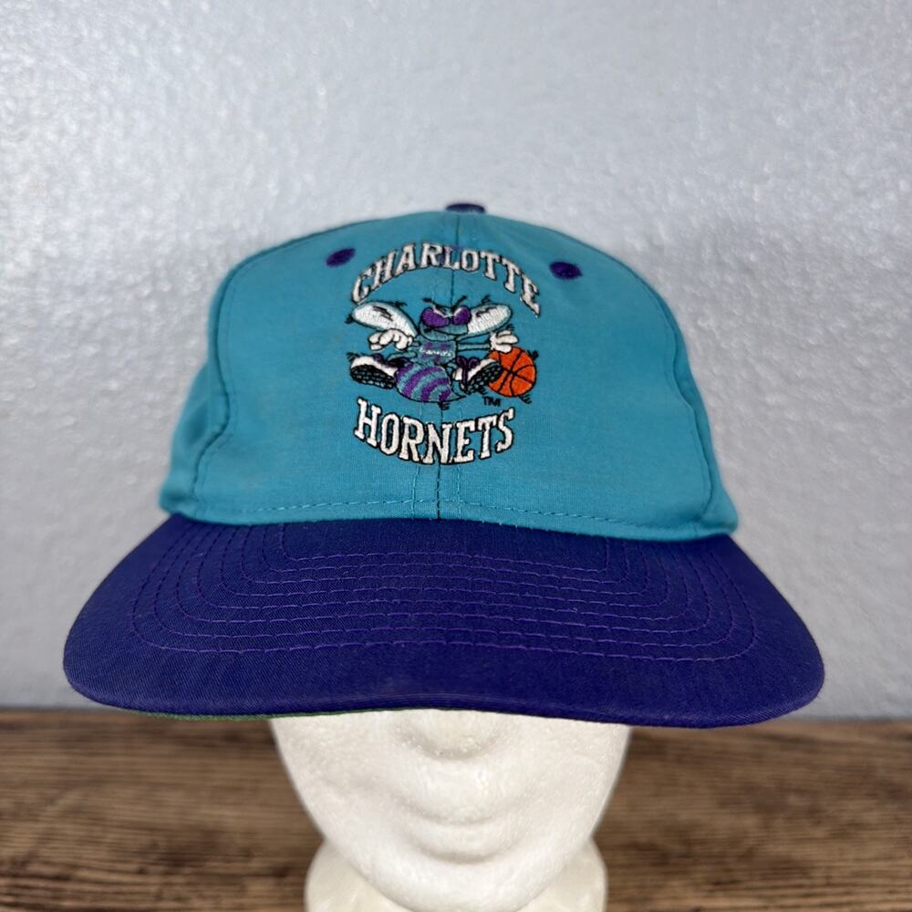 Vintage 1990's Charlotte Hornets NBA Basketball Teal Competitor Snapback Hat Cap
